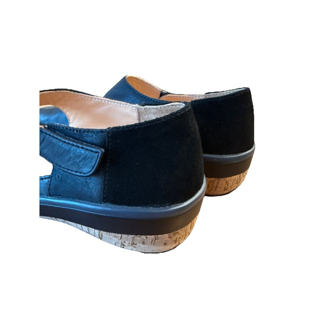 Soleni Marie Orthotic Mary Jane Style Womens Size 8.5 Black Leather Wedge Flats - Picture 13 of 14